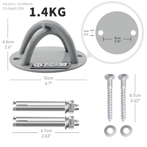 POWER GUIDANCE Anclaje de Techo - Soporte de Montaje en Pared para Correas de suspensión, Anillos de Gimnasia, Columpios y Hamaca de Yoga, Banda de Resistencia, Cuerda de Batalla