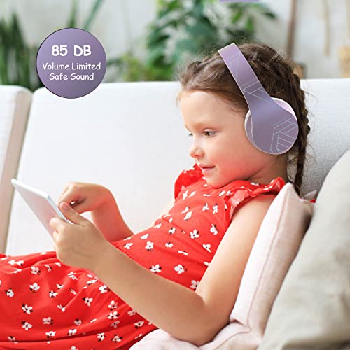 PowerLocus Auriculares para niños, Auriculares Bluetooth para niños, con 85DB Volumen Limitado, Auriculares Plegable con micrófono, Micro SD Slot, Auriculares Inalámbricos y con Cable, con Estuche