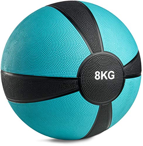 POWRX - Balón Medicinal 8 kg + PDF Workout (Turquesa)