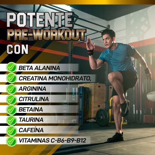 Pre-Workout con Creatina, Beta Alanina, Arginina, Taurina | Potente estimulante energético | Aporte extra de fuerza y resistencia | Potencia tu desarrollo muscular 300g (Sandía)