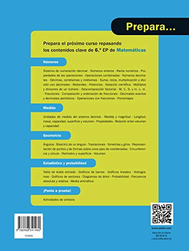 PREPARA MATEMÁTICAS 1 ESO: Repasa los contenidos clave de 6.º de Primaria de Matemáticas - 9788468341460 (CUADERNOS DE VACACIONES)