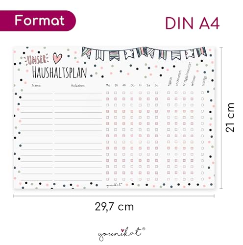 Presupuesto de confeti diseño I con parte trasera magnética I DIN A4 I pizarra blanca plan de limpieza lavable I lista de tareas para el hogar familia WG I dv_935