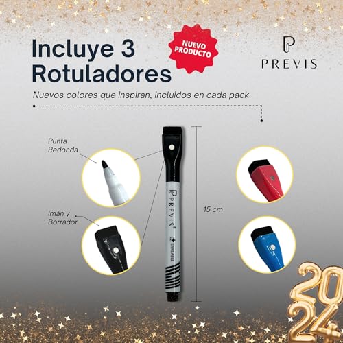 Previs Pizarra Magnetica Nevera A4 - Calendario Magnetico con Lista Compra Nevera - Calendario Nevera Iman y Pizarra para Cocina - Planificador Mensual Magnetico