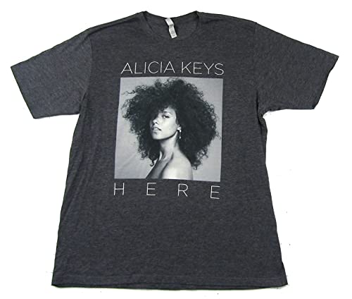 PRLA Alicia Keys B&W Pic Here Gym Thirts Men, 100% Baumwolle, Grau, Farbe07(Medium)