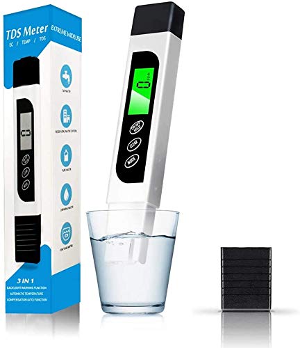 Probador de la calidad del agua, medidor de TDS exacto, pluma de prueba de temperatura del medidor EC con pantalla LCD retroiluminada para agua potable, hidroponía, piscinas, acuarios