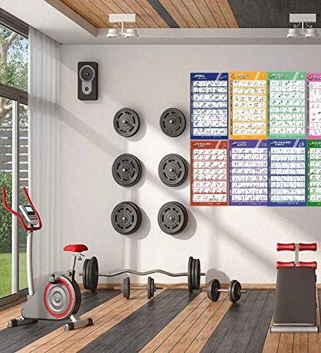 Profit Nuevo deporte ejercicio gimnasio casa -12 carteles fitness, laminas plastificadas para ejercicio para hombres y mujeres, bandas elásticas, yoga, pesas rusas, mancuernas.…