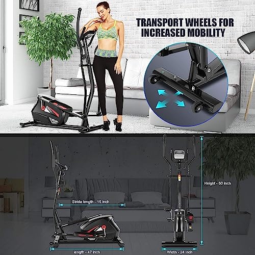 Profun Bicicleta Elíptica de Fitness para Casa con Sensor de Pulso, Inercia Controlado Magnéticamente