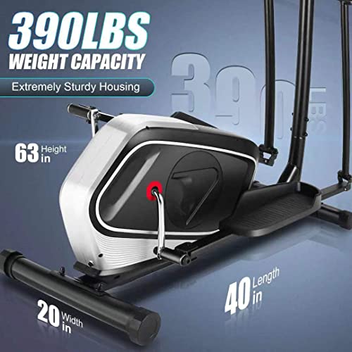 Profun Home Cross Trainer, elíptica con 16 Niveles de Resistencia magnética, Manillar de frecuencia cardíaca, Monitor LCD, máquinas elípticas de 180 kg de Capacidad máxima