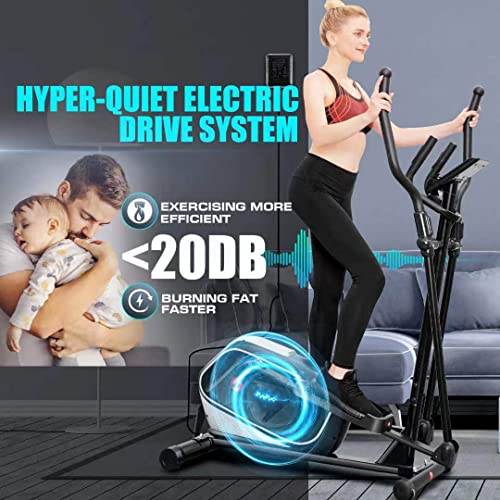 Profun Home Cross Trainer, elíptica con 16 Niveles de Resistencia magnética, Manillar de frecuencia cardíaca, Monitor LCD, máquinas elípticas de 180 kg de Capacidad máxima