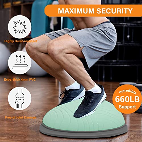 PROIRON Balance Ball, Ø47cm Equilibrio Trainer Fitness Bossu Media Pelota Equilibrio Soportar 300kg, Semiesfera Bozu Entrenamiento Bola con Inflador y Gomas, para Gimnasio Estabilidad