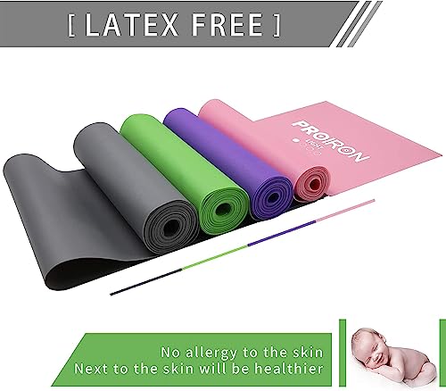 PROIRON Bandas Elasticas Fitness sin Látex Resistencia Bandas de Ejercicios para Pilates Yoga Entrenamiento de Fuerza, Crossfit, Mujer y Hombre en el Hogar Entrenamiento de Fuerza 1.5m y 2m