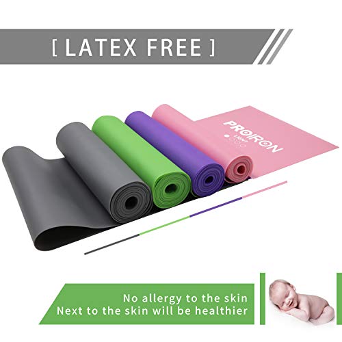 PROIRON Bandas Elasticas Fitness sin Látex Resistencia Bandas de Ejercicios para Pilates Yoga Entrenamiento de Fuerza, Crossfit, Mujer y Hombre en el Hogar Entrenamiento de Fuerza 1.5m/2m