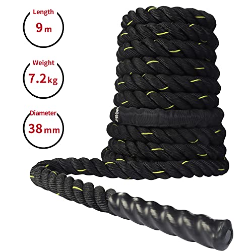 PROIRON Cuerdas de Batalla 9M/12M, Cuerda de Batalla para Gimnasio de Entrenamiento físico, Cuerdas de Ejercicio Pesado de 38mm, Cuerda de ondulación para Entrenamiento de Fuerza