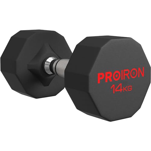 PROIRON Mancuernas Hexagonal 14 kg - Pesas de Acero recubiertas de Goma para musculación, Levantamiento de Pesas, Entrenamiento (Vendo par o Solo)