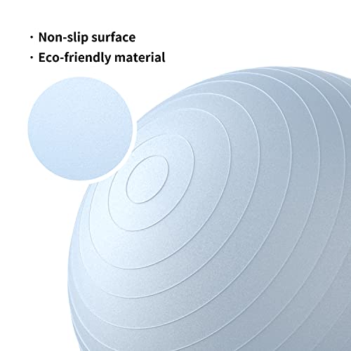 PROIRON, Pelota de Pilates, Fitness, Yoga, Embarazo, Deporte, Fitball para Ejercicios Gimnasia, Azul 65cm, Anti-pinchazos, Incluye Inflador