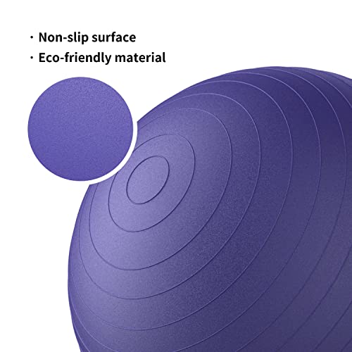 PROIRON, Pelota de Pilates, Fitness, Yoga, Embarazo, Deporte, Fitball para Ejercicios Gimnasia, Morado 65cm, Anti-pinchazos, Incluye Inflador