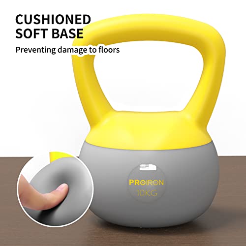 PROIRON Pesa Rusa Blandas de 10kg, Kettlebell con Mango Antideslizante Relleno de Arena de Hierro para Ejercicios y Entrenamientos en Casa y Gimnasio