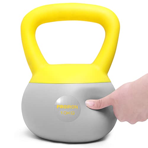 PROIRON Pesa Rusa Blandas de 10kg, Kettlebell con Mango Antideslizante Relleno de Arena de Hierro para Ejercicios y Entrenamientos en Casa y Gimnasio