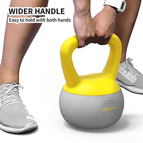 PROIRON Pesa Rusa Blandas de 6kg, Kettlebell con Mango Antideslizante Relleno de Arena de Hierro para Ejercicios y Entrenamientos en Casa y Gimnasio