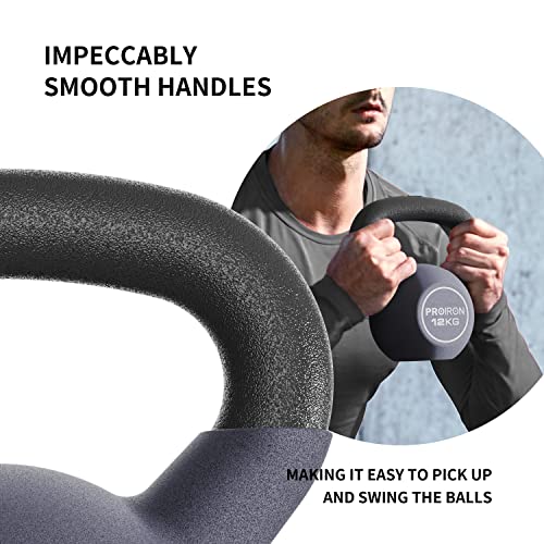 PROIRON Pesa Rusa, Kettlebell Hierro Fundido con Revestimiento de Neopreno para fisicoculturismo y Entrenamiento con Pesas 12kg