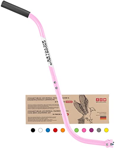 Prometheus - Barra de empuje para bicicleta infantil, divisible, 3 piezas, antideslizante, estable, ayuda de aprendizaje para bicicleta, color rosa | Edición 2023