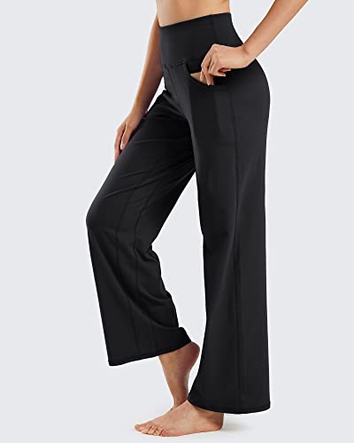 Promover Pantalones de Yoga de Pierna Ancha para Mujer Pantalones de chándal Acampanados Holgados y cómodos con Bolsillos Pantalones elásticos de Cintura Alta