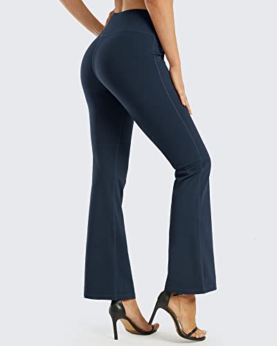 Promover Pantalones de Yoga para Mujer Pantalones Deportivos de Trabajo de Cintura Alta Bootcut con Bolsillos Bootleg Control de Barriga para Entrenamiento y Casual