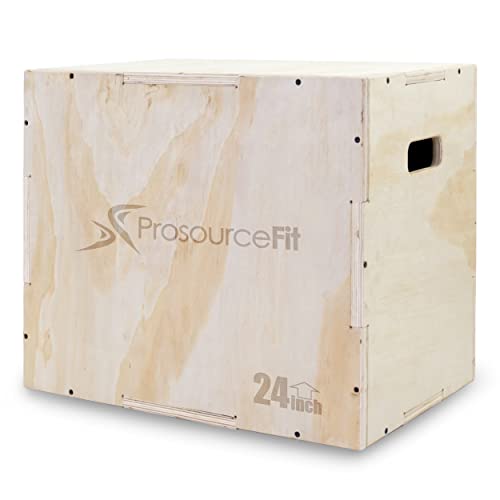 ProsourceFit 3-in-1 Wood Plyometric Jump Box, 24-Inch Length x 16-Inch Width x 20-Inch Height