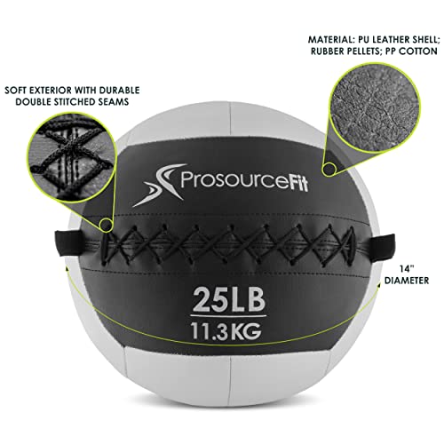 ProsourceFit Balones medicinales Suaves, balones de Pared y Ejercicios dinámicos de Cuerpo Completo. 25 Libras.