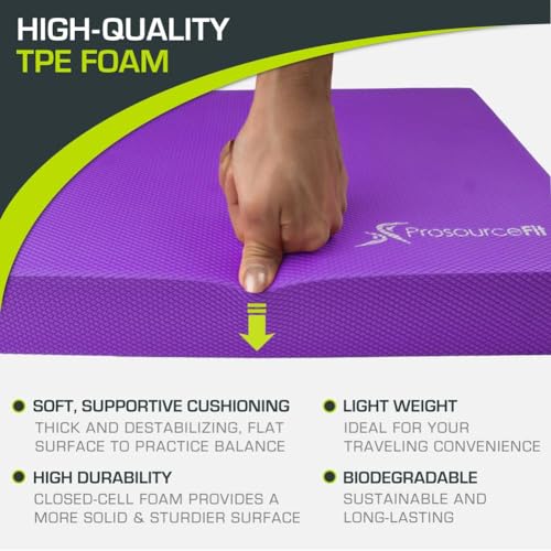 ProsourceFit Colchoneta Gimnasia para Equilibrio – Balance Board Antideslizante Acolchada de Espuma para Gimnasio, Fitness en Casa y Entrenamiento de Estabilidad, Yoga, Terapia Física 15.5”x12.75”