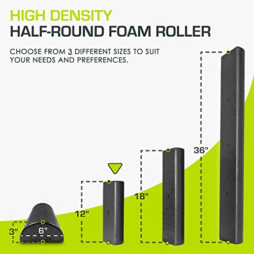 ProsourceFit High Density Half-Round Foam Roller, 12-Inch x 3-Inch,Black Diameter