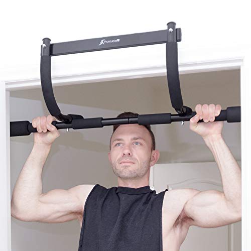 ProsourceFit Multi-Grip Lite Pull-Up Bar, Montaje en puerta, Acero Aleado, Negro