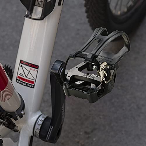 PROVO 1 Par Pedales de Bicicleta estática de 9/16 Pulgadas con Clip y Correas para Punta, Pedales de Ciclismo Nylon, Pedal híbrido para Bicicletas de Gimnasio de Interiores y Bicicletas de Spinning