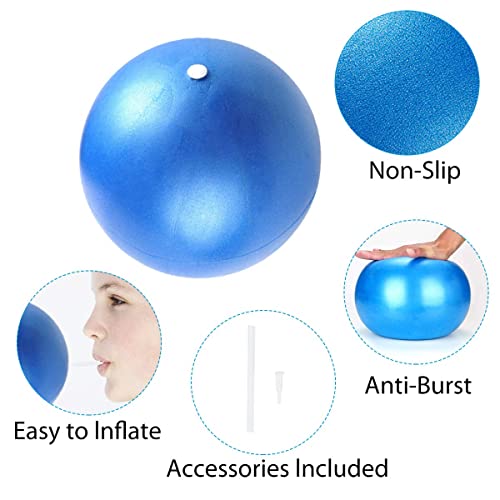 PROVO 2 Piezas mini Pelotas de Ejercicios para Pilates y Yoga, Ejercicios básicos para abdominales, rehabilitación de Hombros - Balón Anti explosión (22-25cm, Azul y Morado)