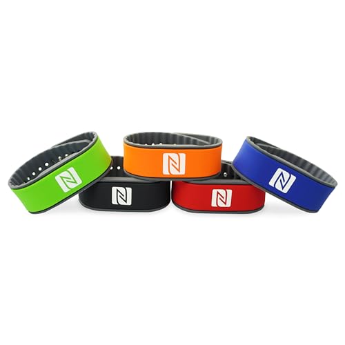 Pulsera de la NFC, Adecuado para los contactos, el Comercio, los Deportes, 924 Bytes (NTAG 216), Resistente al Agua, Azul/Gris, Ajustables