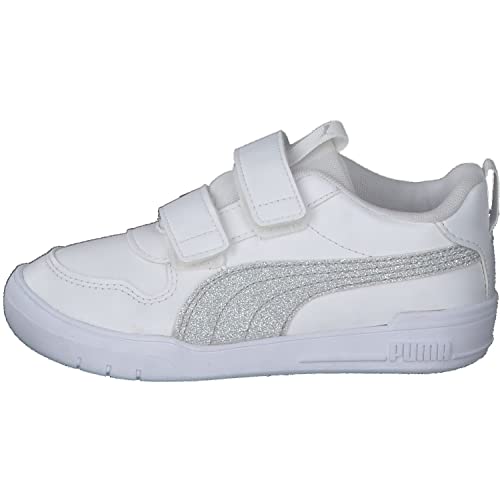 PUMA Puma Multiflex Glitz FS V PS, Zapatillas deportivas, Unisex niños, Puma White-Puma Silver, 32 EU