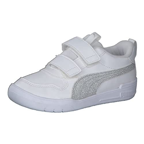 PUMA Puma Multiflex Glitz FS V PS, Zapatillas deportivas, Unisex niños, Puma White-Puma Silver, 32 EU