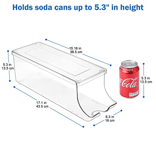 Puricon 2 Unidades Organizador de Latas para Nevera, Almacenamiento para Latas de Plástico para Refrigerador Armario de Cocina Contenedor de Bebidas con Tapa -Lata Normal