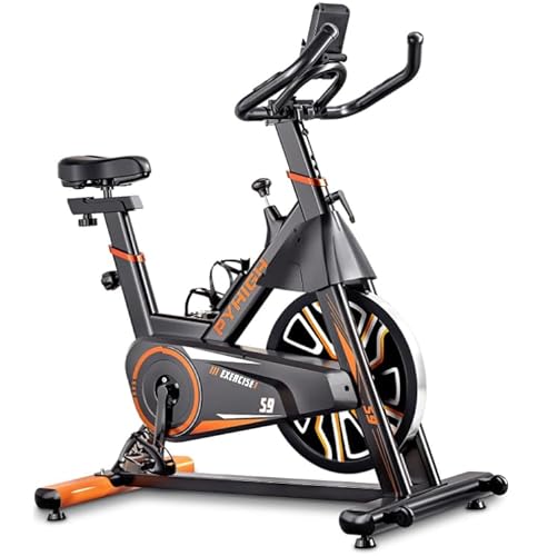 PYHIGH bicicleta estatica Magnética,bicicleta spinning indoor,Volante de Inercia 16 kg bicicleta estática, Pantalla LCD,transmisión por correa,Soporte de Dispositivos, ejercicio aeróbico bici estática