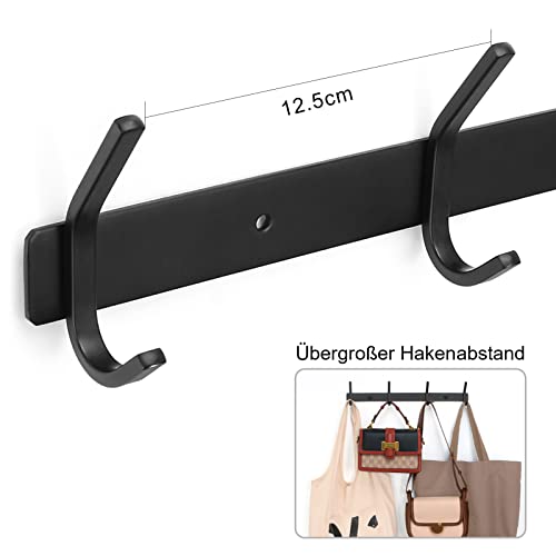 Qianhee Perchero de Pared, Perchero de Pared de Diseño Moderno con 4 ganchos, SUS304 de Acero Inoxidable Ganchos para Entrada, Cocina, Baño y Dormitorio (4 Pcs, Negro, 1 Pieza)