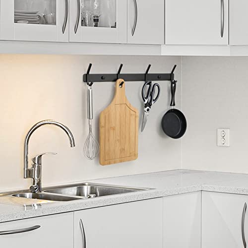 Qianhee Perchero de Pared, Perchero de Pared de Diseño Moderno con 4 ganchos, SUS304 de Acero Inoxidable Ganchos para Entrada, Cocina, Baño y Dormitorio (4 Pcs, Negro, 1 Pieza)