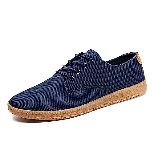 QIJGS Zapatillas de deporte para hombre, de Oxford, planas, de malla, ligeras, transpirables, para trabajo, B azul, 46 EU