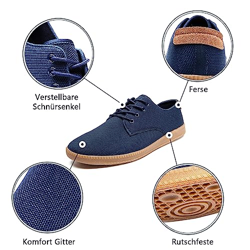 QIJGS Zapatillas de deporte para hombre, de Oxford, planas, de malla, ligeras, transpirables, para trabajo, B azul, 46 EU