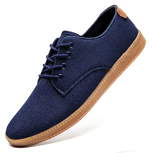 QIJGS Zapatillas de deporte para hombre, de Oxford, planas, de malla, ligeras, transpirables, para trabajo, B azul, 46 EU