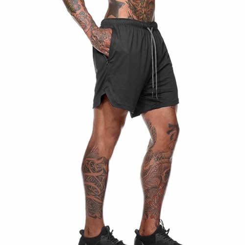 QINFEN YUNDOU Pantalón Corto para Hombre,Pantalones Cortos Deportivos para Correr 2 en 1, Hombre Shorts Deportivos para Correr