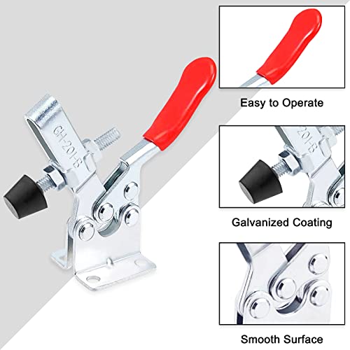 QLOUNI 4pcs 201B Abrazaderas de Palanca de Mano 201Lbs (90KG) Capacidad de Sujeción Tensión Antideslizante Horizontal de Liberación Rápida Herramienta