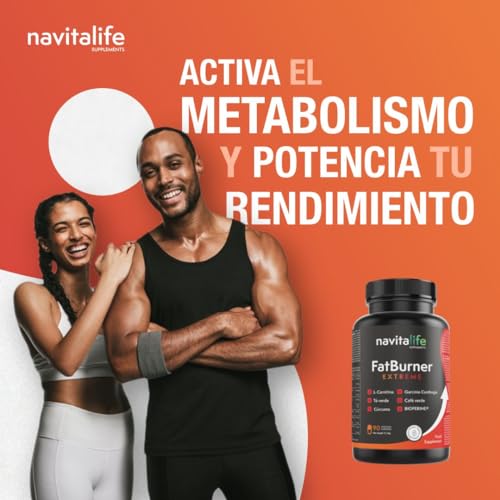 Quemagrasas potente. Pastillas para adelgazar de alta biodisponibilidad. Termogénico potente a base L-Carnitina Carnipure®, Té verde, Garcinia Cambogia, cúrcuma, Bioperine®. 90 cápsulas vegetales.