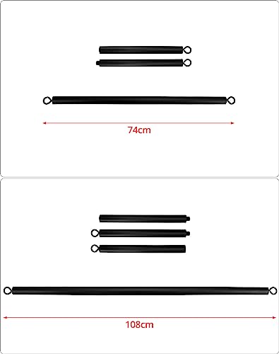 QWORK Barra de Bandas de Resistencia - Barra Pilates - 108 cm (Barra Desmontable x3) - Carga máxima 360 kg - para musculacion en casa y Gimnasio