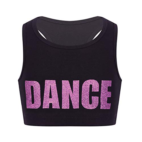 ranrann Tank Top de Yoga Danza para Niñas Chaleco Corto de Baile Moderno Estampado de Letra Sujetador Deportivo de Running Fitness Top Deportivo Niña a Rosa 6 años