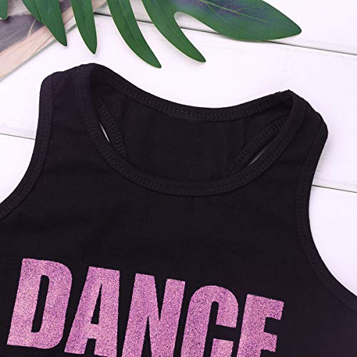 ranrann Tank Top de Yoga Danza para Niñas Chaleco Corto de Baile Moderno Estampado de Letra Sujetador Deportivo de Running Fitness Top Deportivo Niña a Rosa 6 años